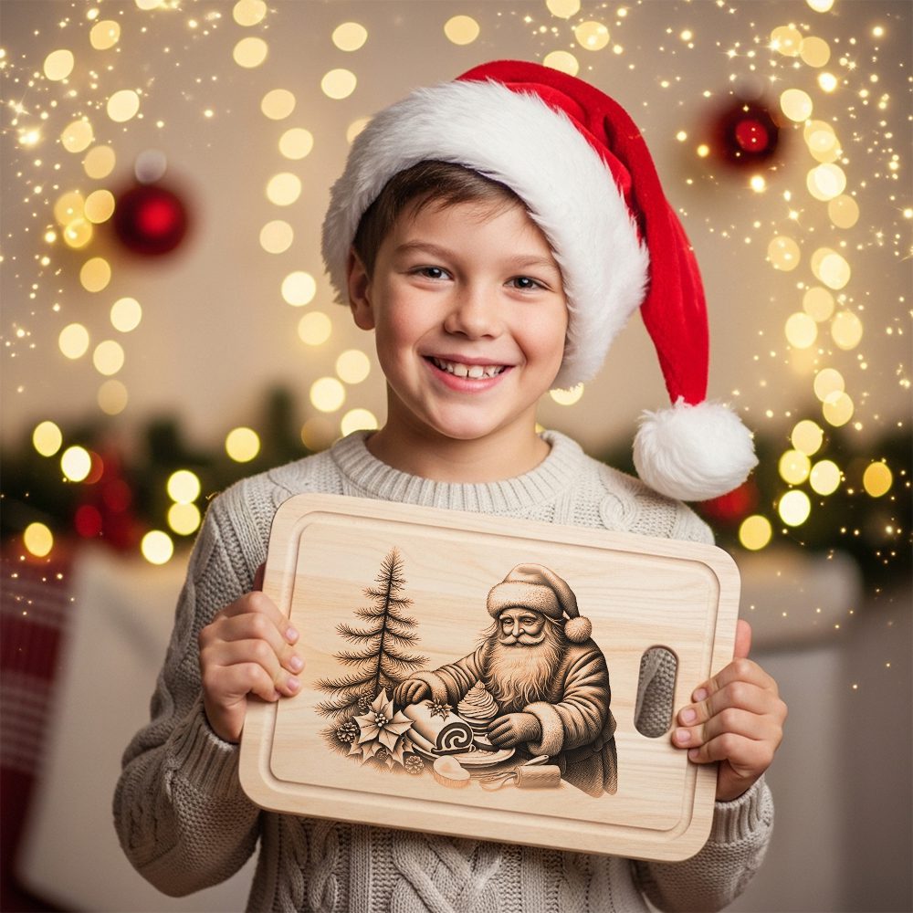 Christmas Laser Engraving File for Santa Charcuterie Board,
