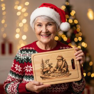 Christmas Laser Engraving File for Santa Charcuterie Board,