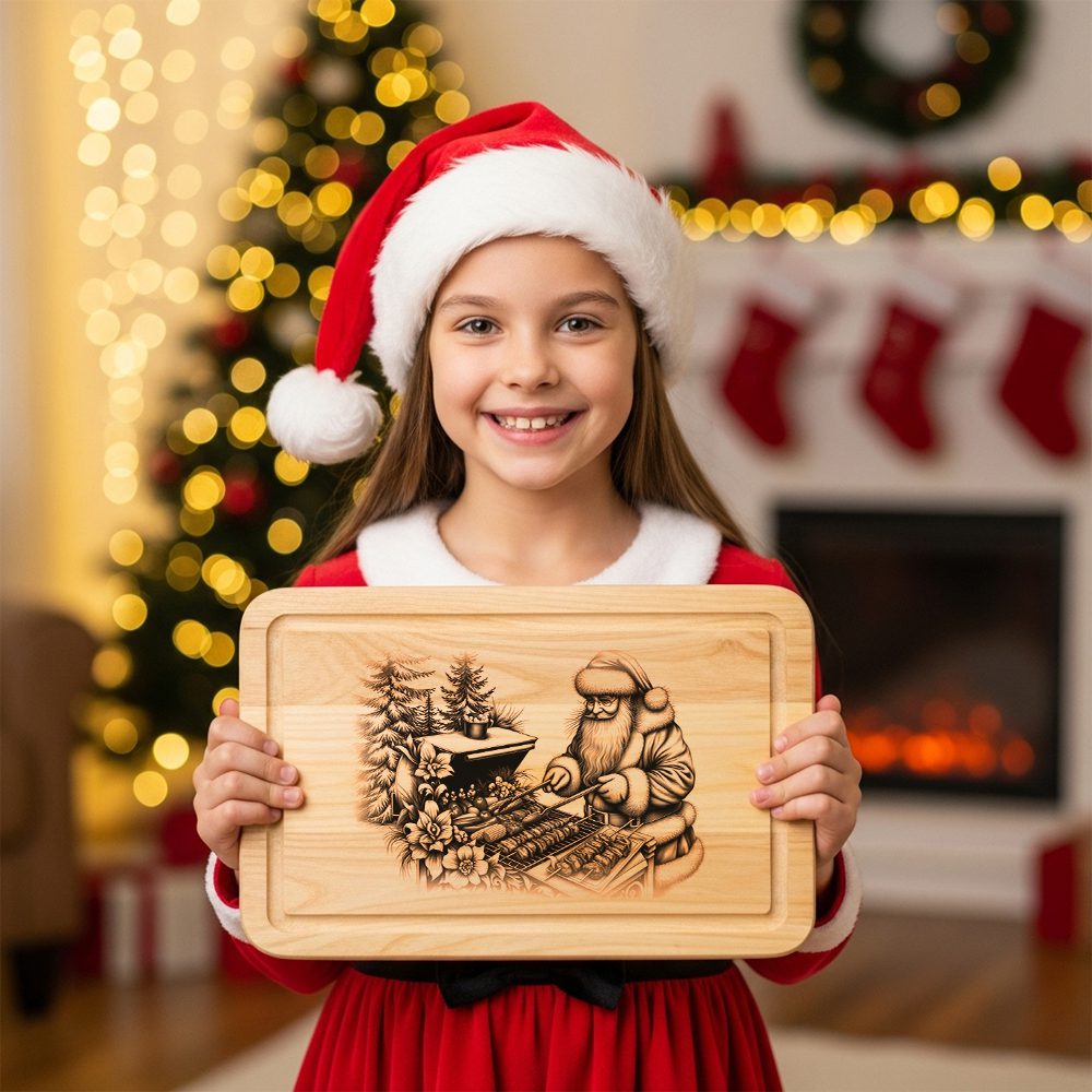 Christmas Laser Engraving File, Funny Santa Charcuterie Board,