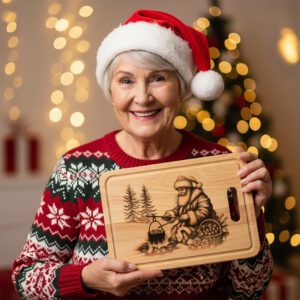 Christmas Laser Engraving File, Santa Charcuterie Board Design