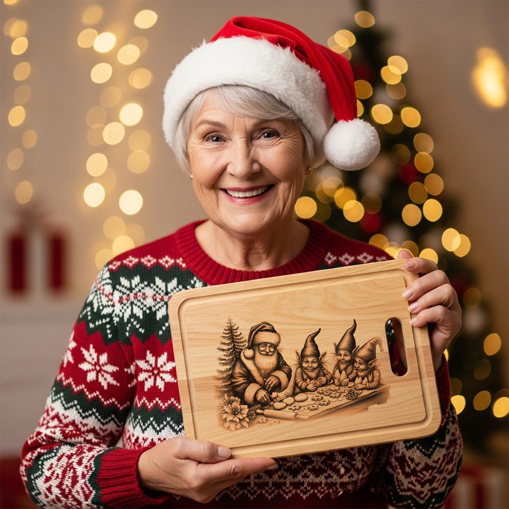 Christmas Laser Engraving File, Santa Charcuterie Board, Elves