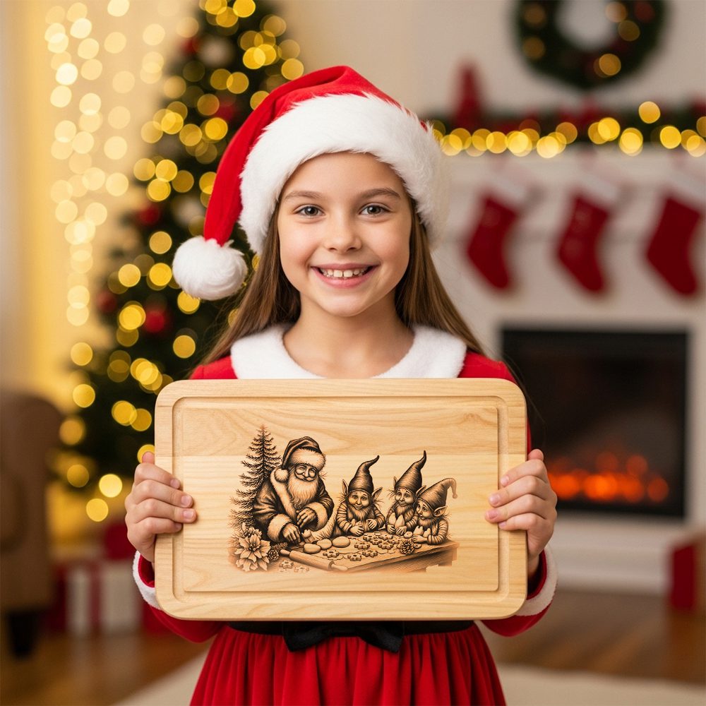 Christmas Laser Engraving File, Santa Charcuterie Board, Elves