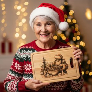 Christmas Laser Engraving File, Santa Charcuterie Board, Festive