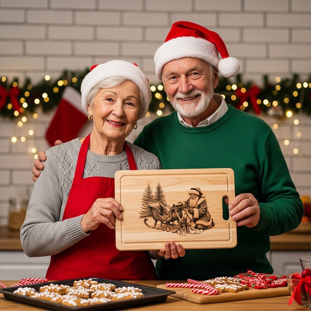 Christmas Laser Engraving File, Santa Charcuterie Board, Festive