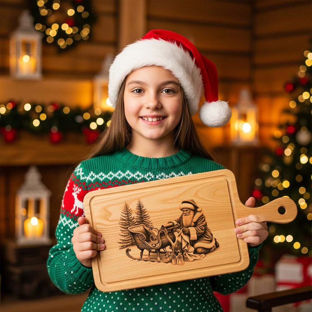 Christmas Laser Engraving File, Santa Charcuterie Board, Festive