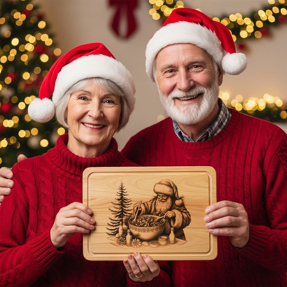 Christmas Laser Engraving File, Santa Charcuterie Board, Festive