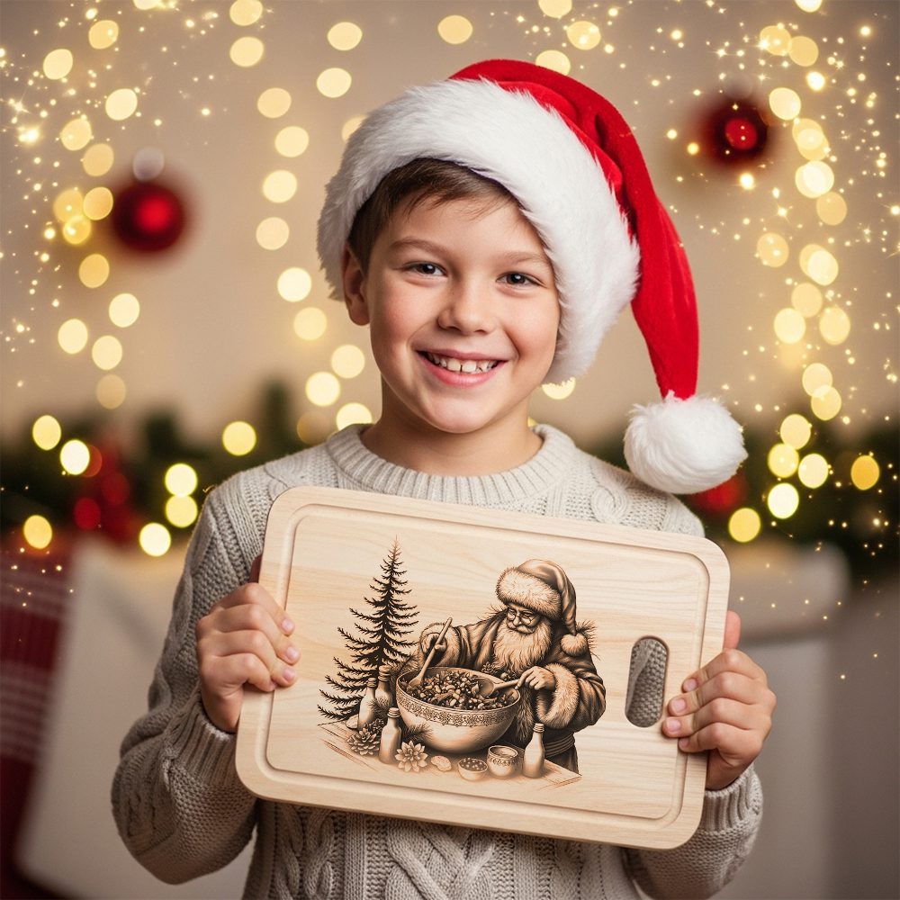 Christmas Laser Engraving File, Santa Charcuterie Board, Festive