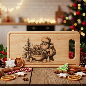 Christmas Laser Engraving File, Santa Charcuterie Board, Festive
