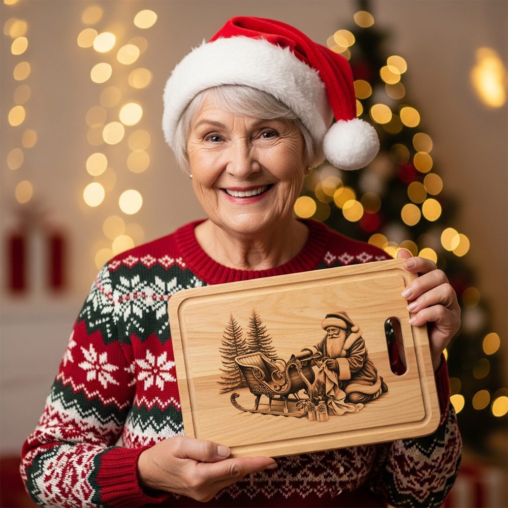 Christmas Laser Engraving File, Santa Charcuterie Board, Festive