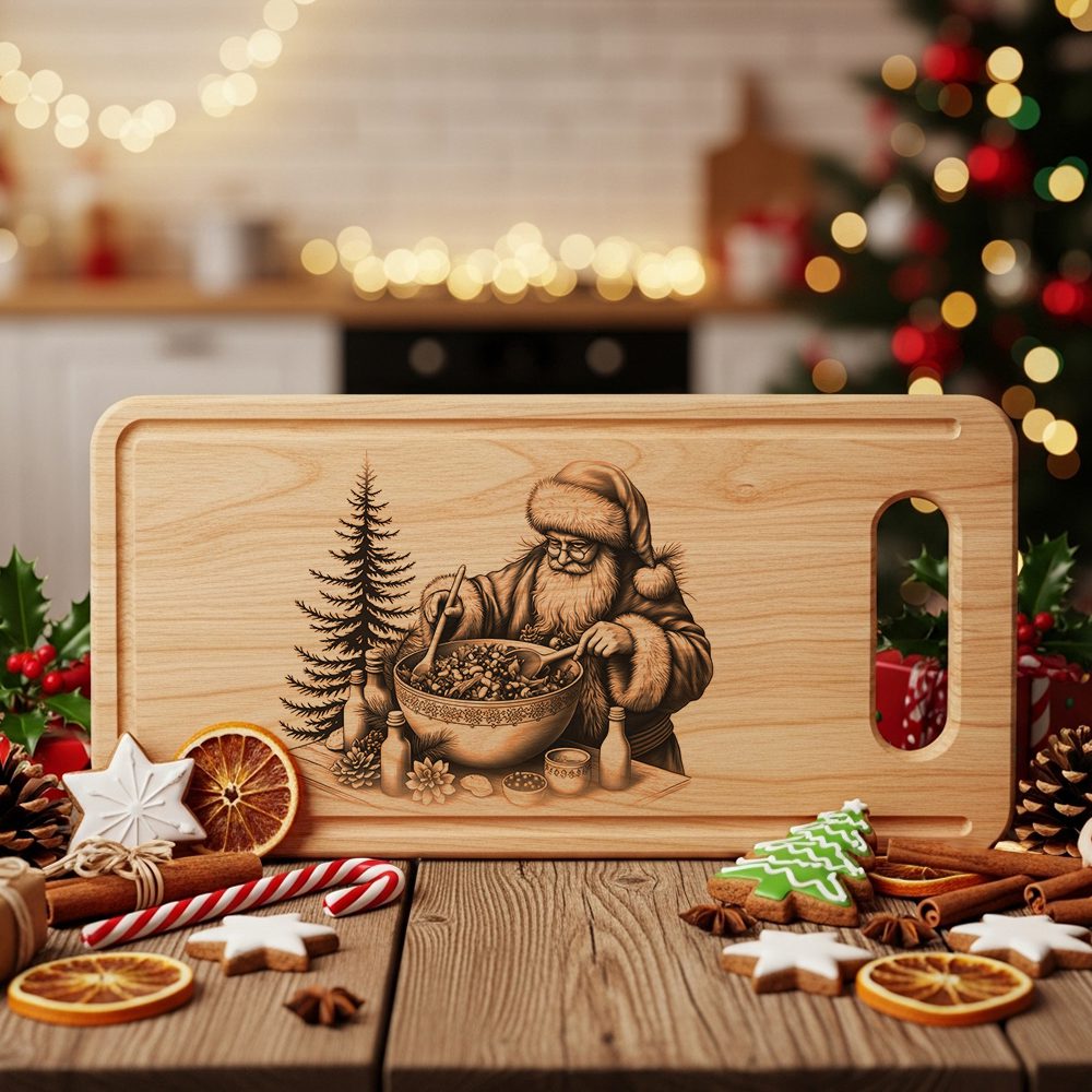 Christmas Laser Engraving File, Santa Charcuterie Board, Festive