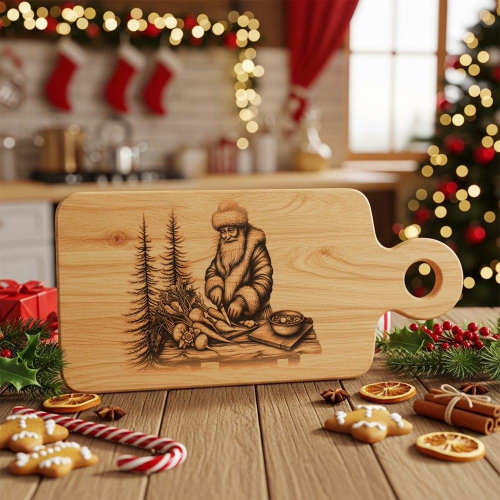 Christmas Laser Engraving File, Santa Charcuterie Board, Holiday