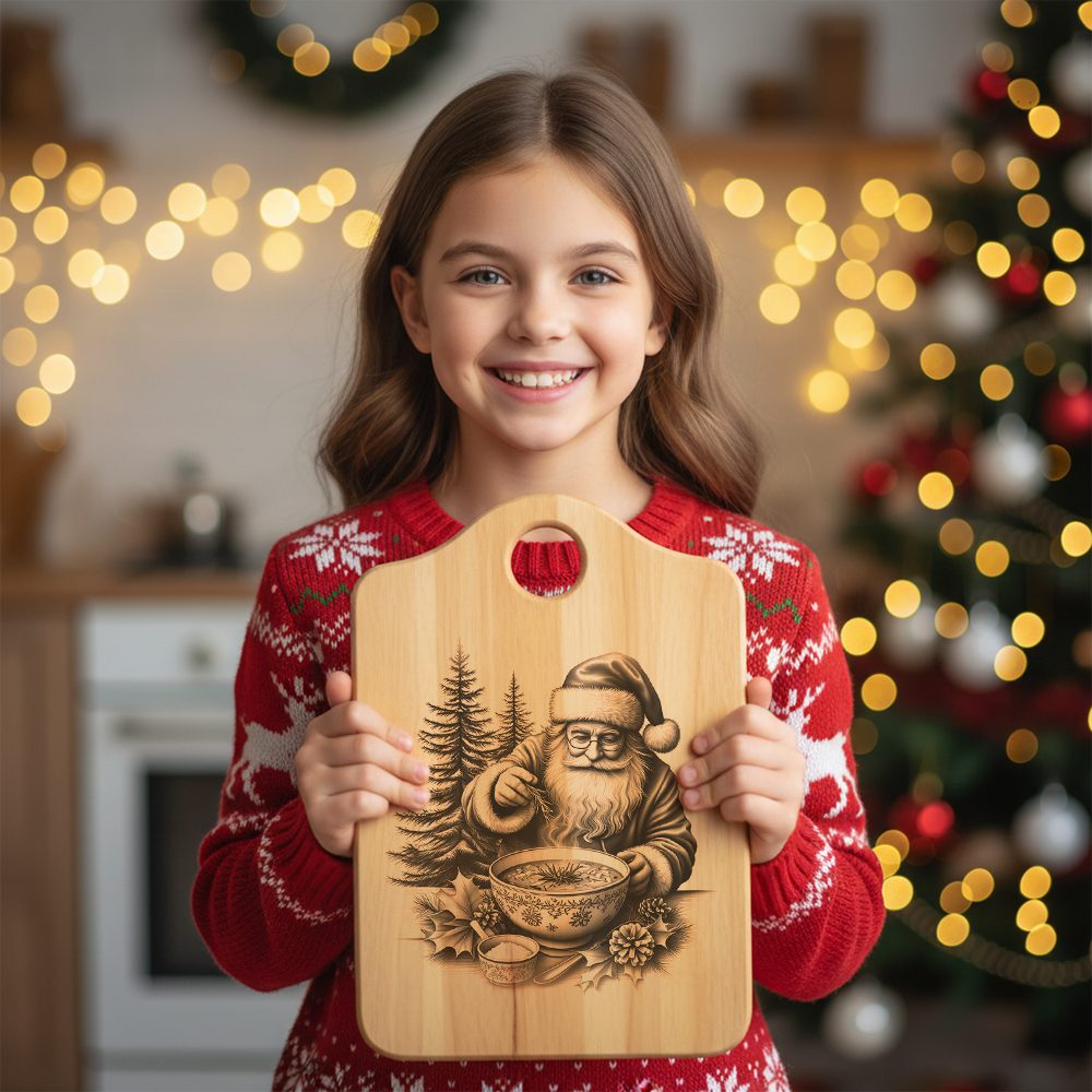 Christmas Laser Engraving File, Santa Charcuterie Board, Kitchen