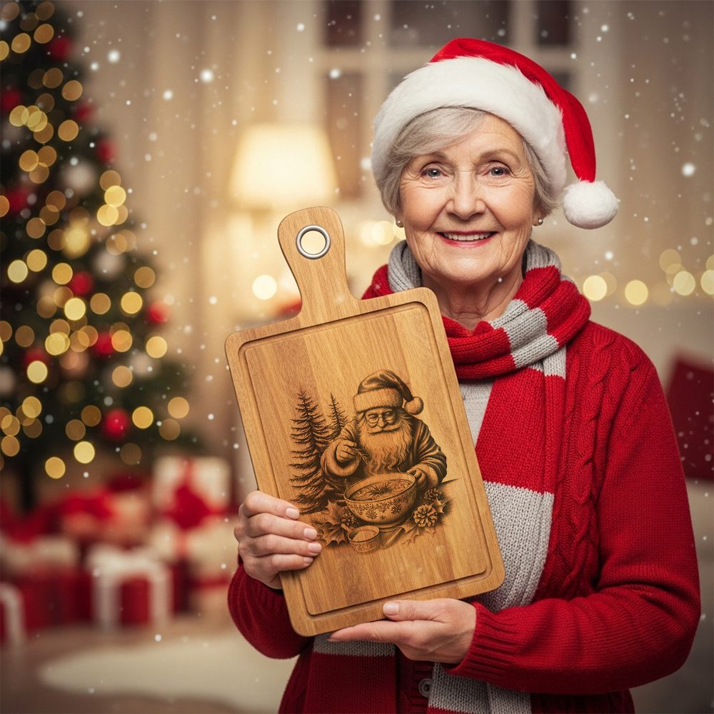 Christmas Laser Engraving File, Santa Charcuterie Board, Kitchen