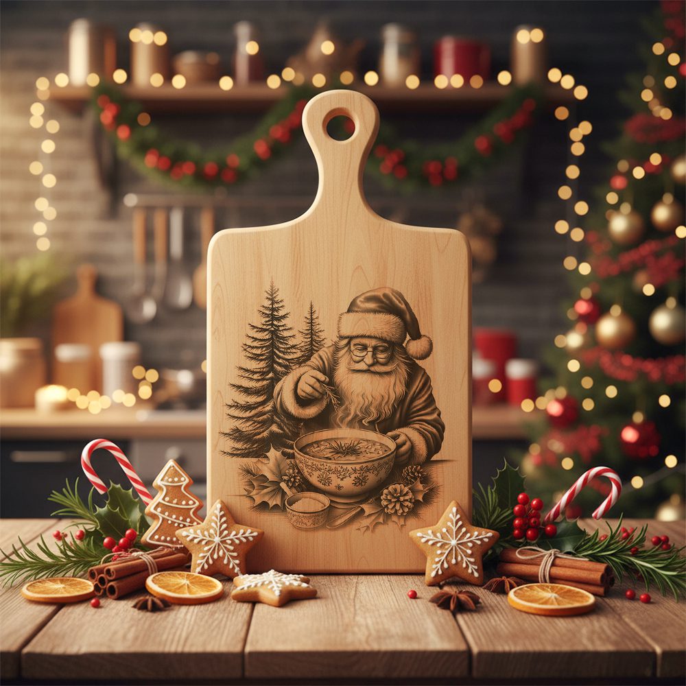 Christmas Laser Engraving File, Santa Charcuterie Board, Kitchen