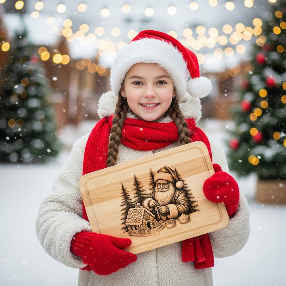 Christmas Laser Engraving File, Santa Gingerbread House, Charcuterie
