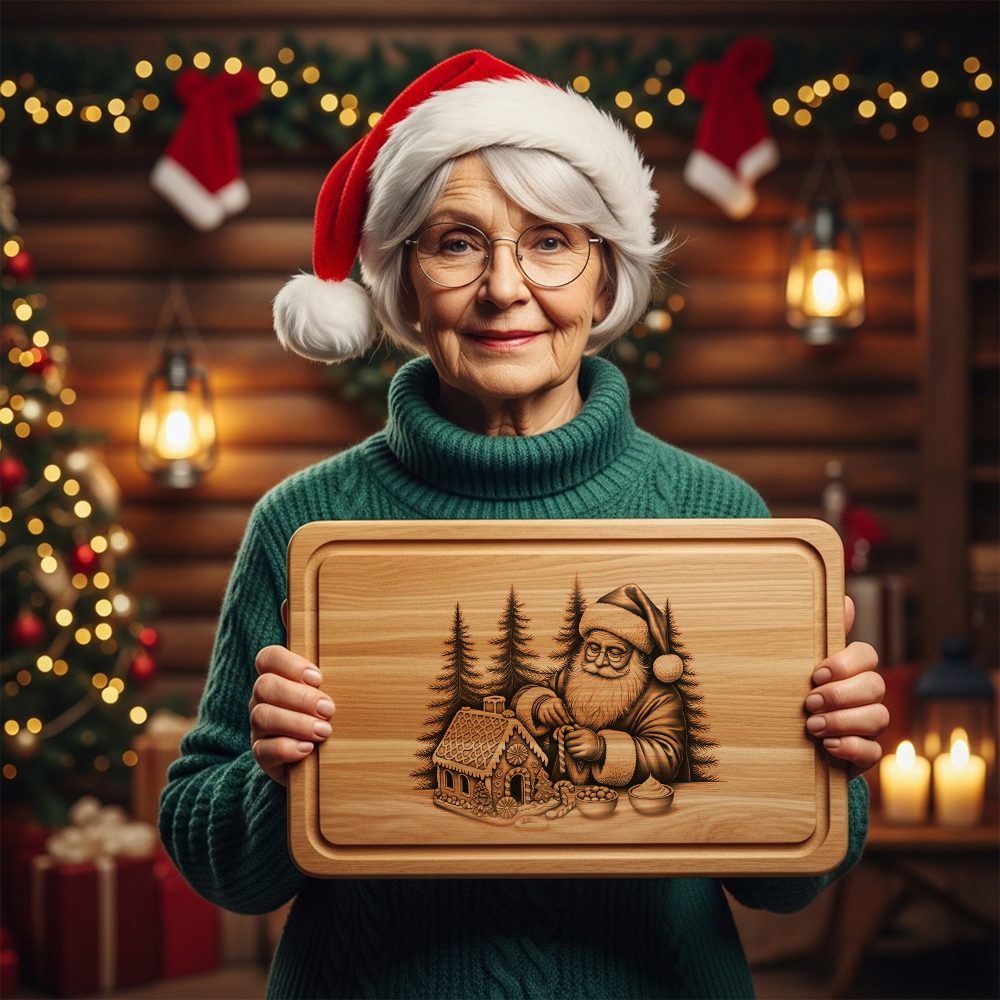 Christmas Laser Engraving File, Santa Gingerbread House, Charcuterie