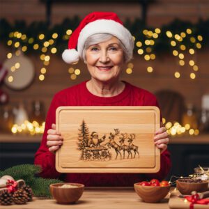Christmas Laser Engraving File, Santa Reindeer Charcuterie Board,