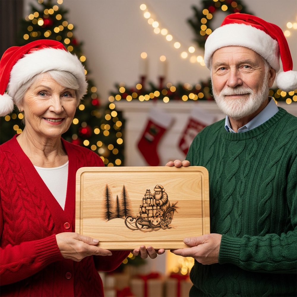 Christmas Laser Engraving File, Santa Sleigh Charcuterie Board,
