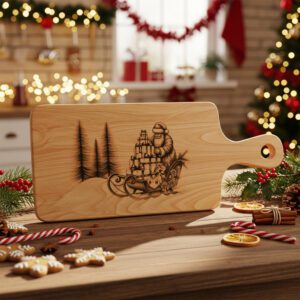 Christmas Laser Engraving File, Santa Sleigh Charcuterie Board,