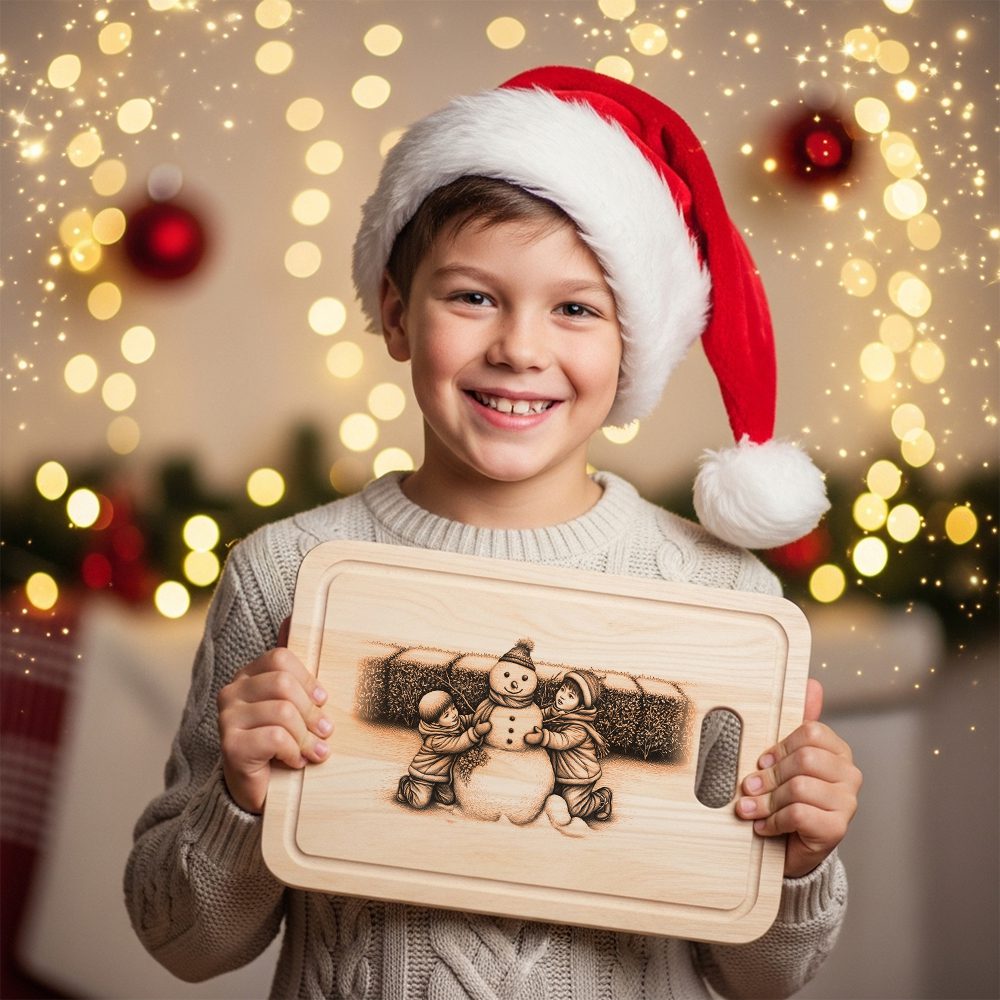 Christmas Laser Engraving File, Snowman Charcuterie Board, Kids