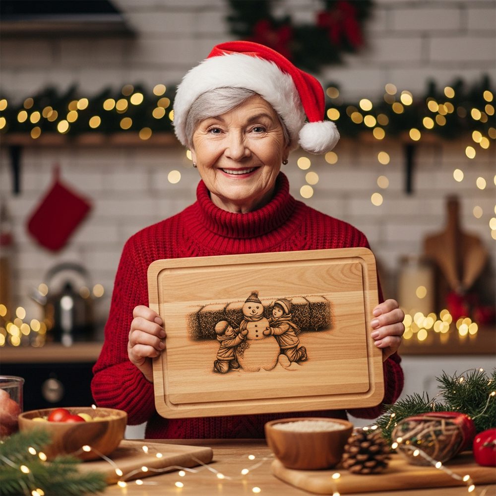 Christmas Laser Engraving File, Snowman Charcuterie Board, Kids