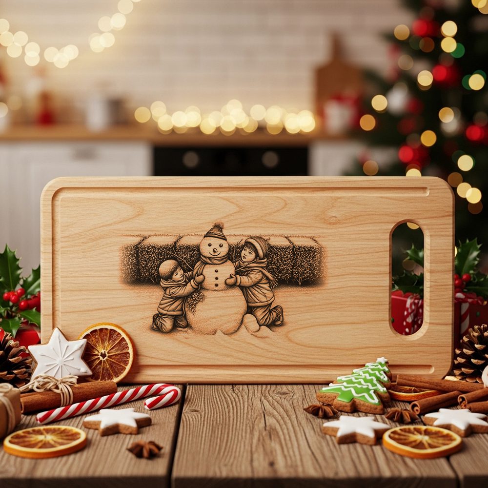 Christmas Laser Engraving File, Snowman Charcuterie Board, Kids