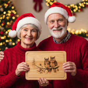Christmas Owl Laser Engraving File, Charcuterie Board Design