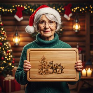 Christmas Penguin Engraving Laser File, Charcuterie Board Holiday