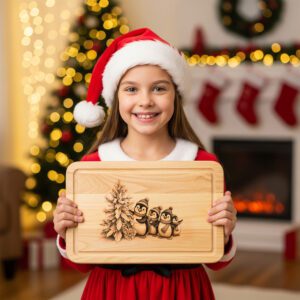 Christmas Penguin Engraving Laser File, Charcuterie Board Holiday
