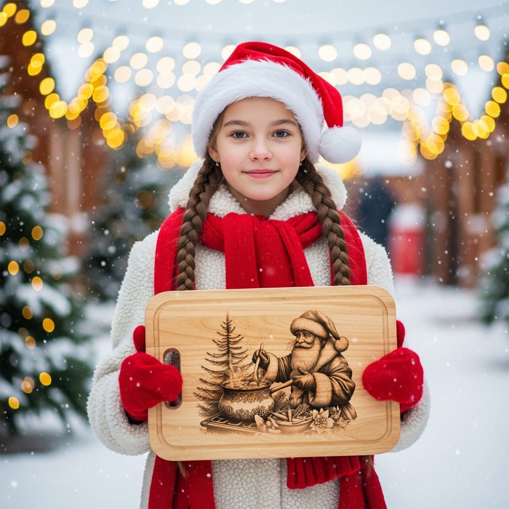 Christmas Santa Charcuterie Board Laser Engraving File, Festive