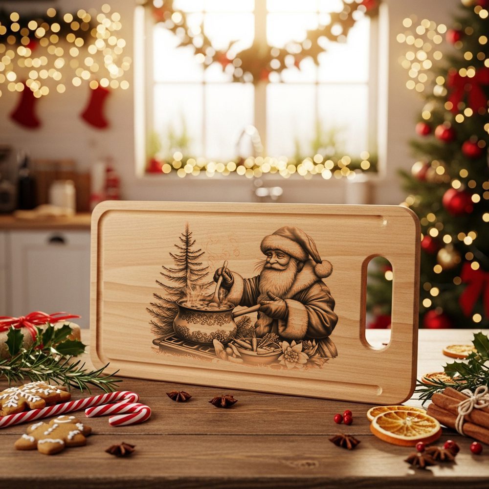 Christmas Santa Charcuterie Board Laser Engraving File, Festive
