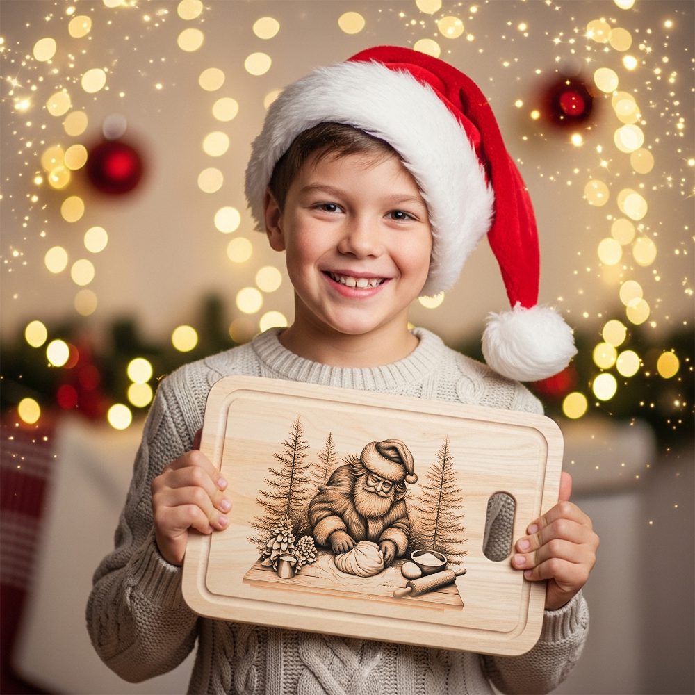 Christmas Santa Laser Engraving File, Charcuterie Board Design