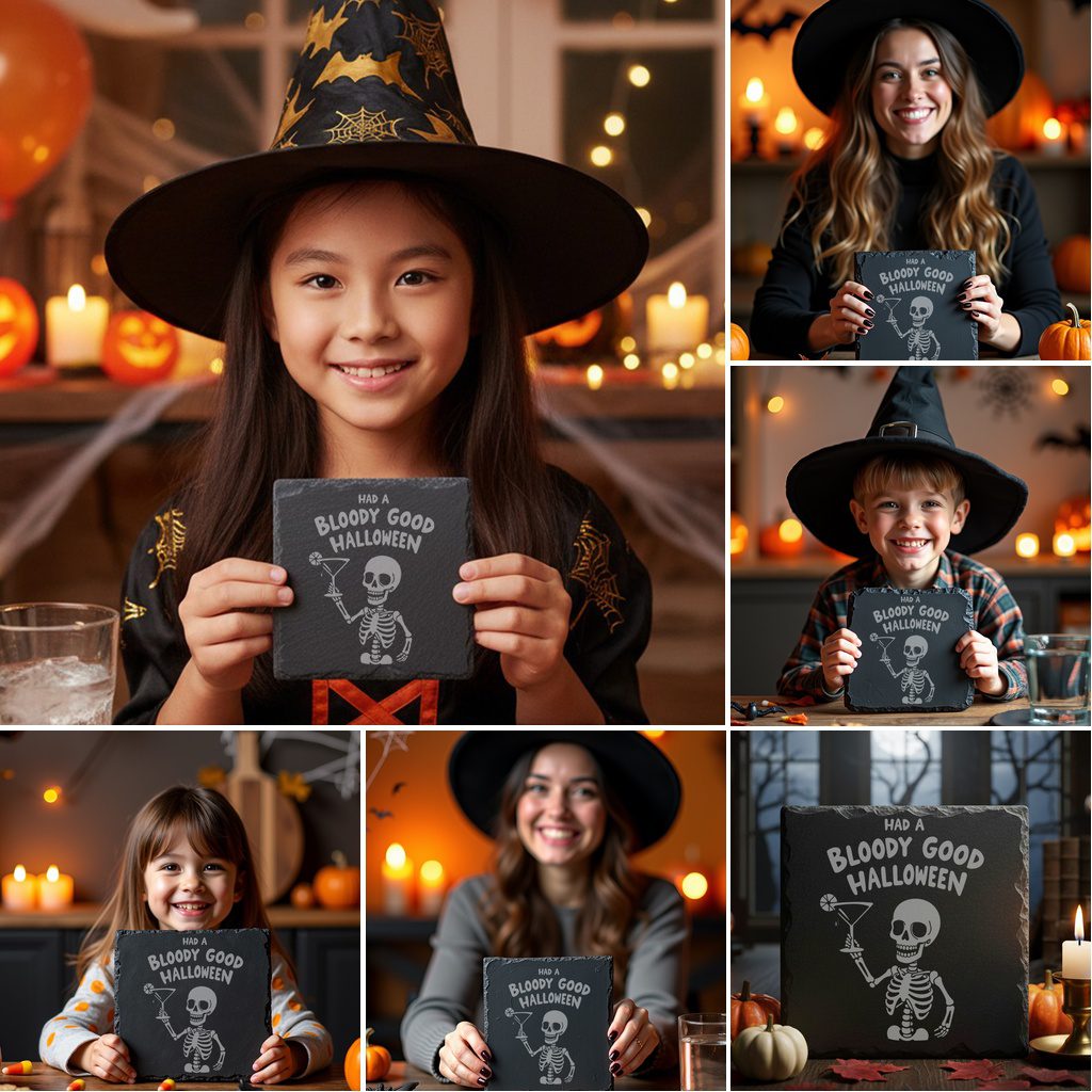 Halloween Coaster Bundle, Funny Slate Engraving Designs for