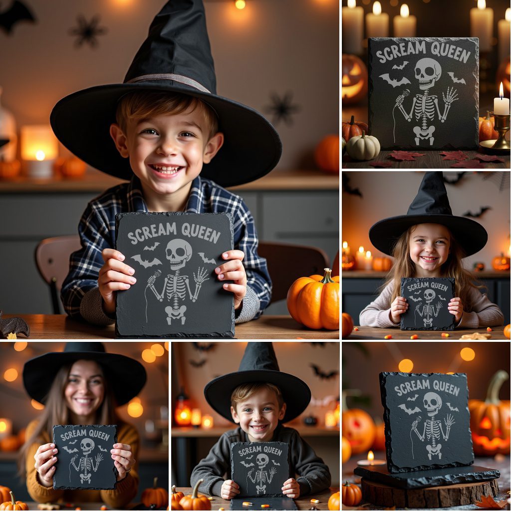 Halloween Coaster Bundle, Funny Slate Engraving Designs for