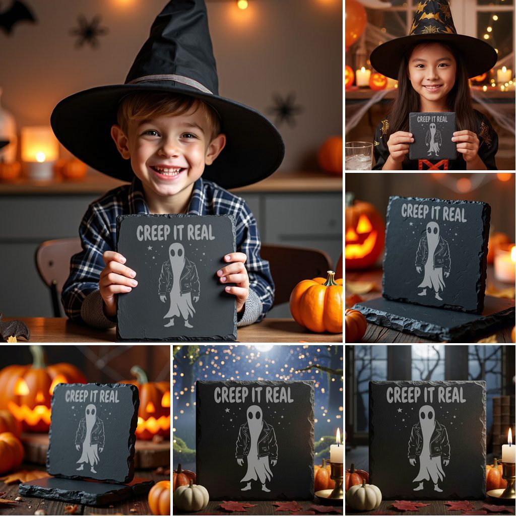 Halloween Coaster Bundle, Funny Slate Engraving Designs for