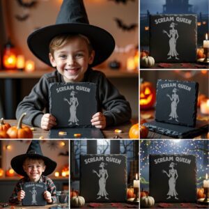 Halloween Coaster Engraving Bundle, Funny Spooky Quotes, Slate