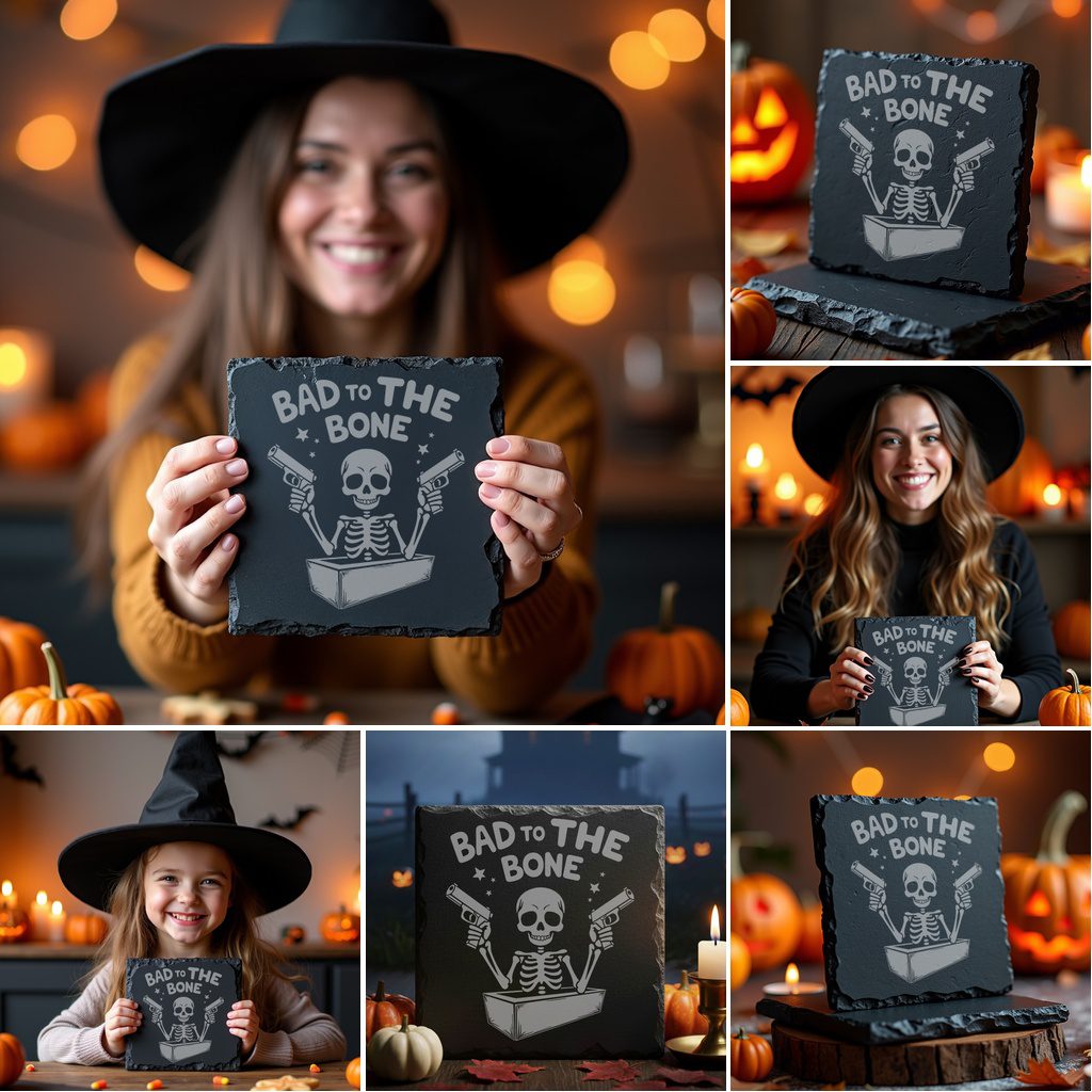 Halloween Funny Coaster Bundle, 9 Slate Engraving Designs,