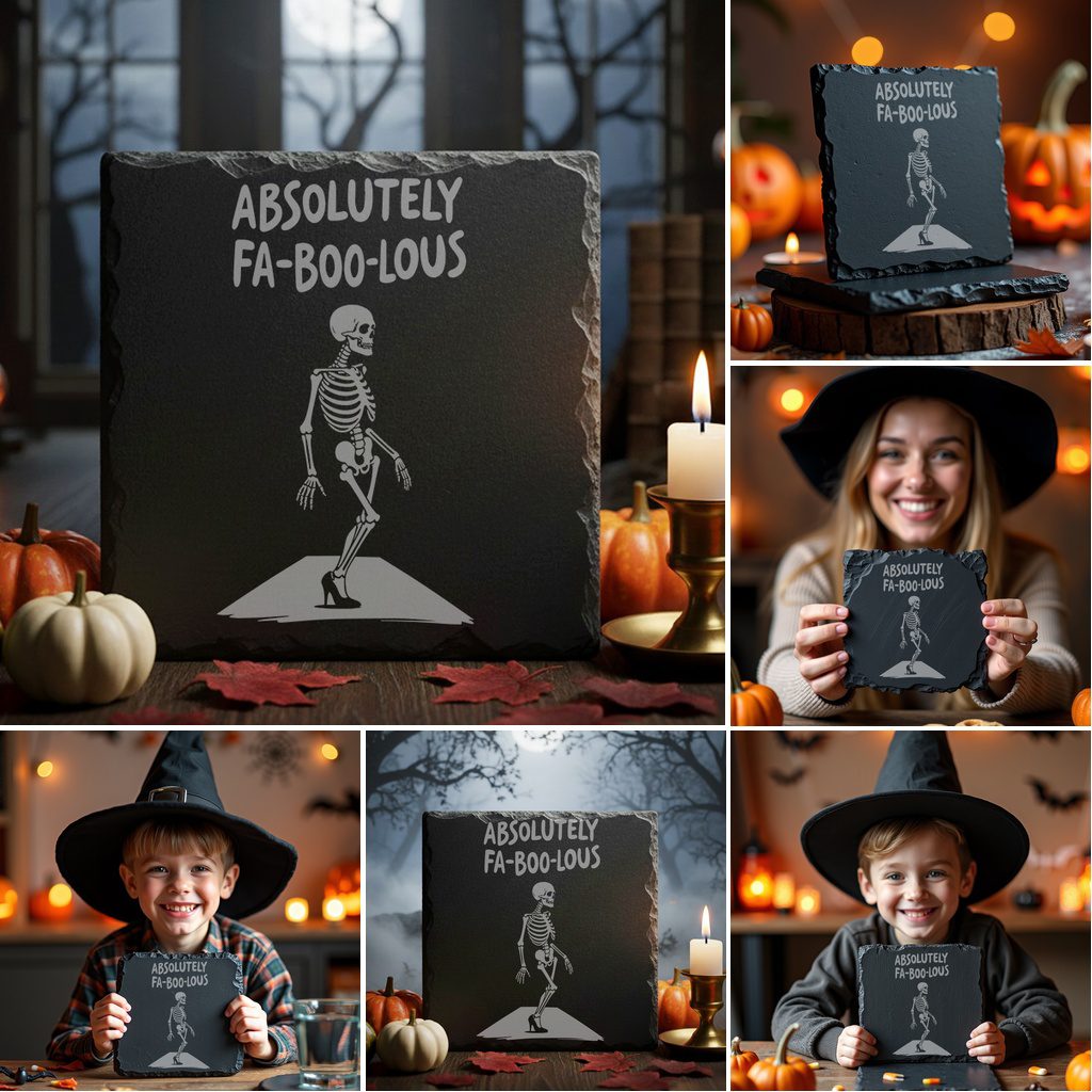 Halloween Funny Coaster Bundle, 9 Slate Engraving Designs,