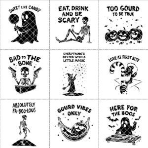Halloween Funny Coaster Bundle, 9 Slate Engraving Designs,