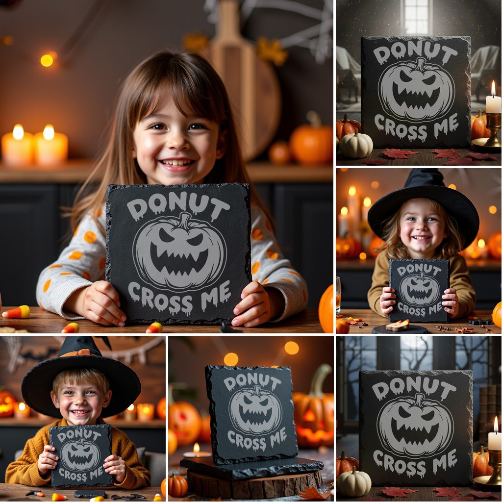 Halloween Slate Coaster Design Bundle, 9 Funny Engraving