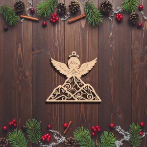 Mountain Angel Christmas Ornament File, Laser Design for