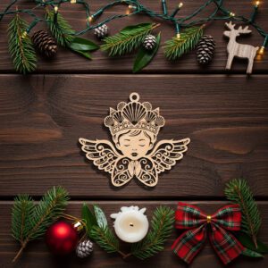 Praying Angel Ornament Laser File, Seashell Crown Coastal