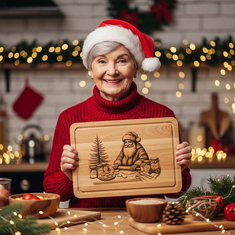 Santa Baking Christmas Laser Engraving File, Charcuterie Board