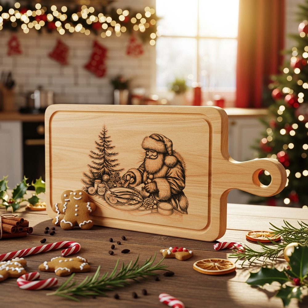 Santa Charcuterie Board Laser Engraving File, Funny Christmas