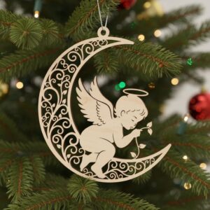 Angel Ornament Bundle, Laser Engraved Christmas Decor, Baby Memorial Designs