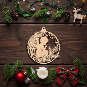 Angel Ornament Laser Design for Christmas, Silhouette Wood Decor Holiday Template