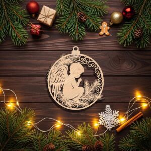 Angel Ornament Laser Design for Christmas, Silhouette Wood Decor Holiday Template