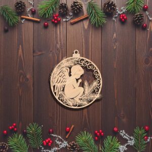 Angel Ornament Laser Design for Christmas, Silhouette Wood Decor Holiday Template