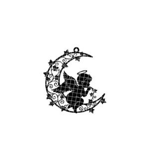 Angel Ornament Laser File, Christmas Moon Angel Celestial Decoration Digital Download