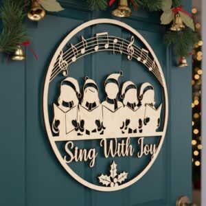 Christmas Carolers Door Hanger, Winter Holiday Sign, Festive Entryway Decor File